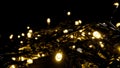 Christmas lights at night. Christmas decorations close up. Bokeh of decorated Christmas tree lights at night outdoors Royalty Free Stock Photo