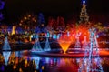 Christmas Lights Reflection Van Dusen Garden Vancouver British Columbia Canada Royalty Free Stock Photo
