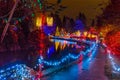 Christmas Lights Reflection Van Dusen Garden Vancouver British Columbia Canada Royalty Free Stock Photo