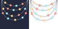 Christmas lights set. Colorful star sparkle glowing garland. String fairy light set. Cartoon holiday festive xmas decoration.