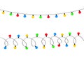 Christmas lights set. Colorful string fairy light. Lightbulb glowing garland line. Holiday festive xmas decoration. Rainbow color Royalty Free Stock Photo