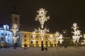 Christmas lights square of sibiu transylvania Royalty Free Stock Photo