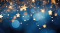 Christmas lights. Stars string in abstract defocused background. Royalty Free Stock Photo