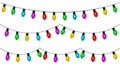 Christmas lights string set vector, color garland collection, isolated on white. Garland hanging, ol Royalty Free Stock Photo