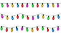 Christmas lights string vector, color garland set isolated on white. Garland balls seamless. Hanging