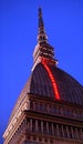 Christmas lights on tower