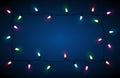 Christmas lights vector border illustration. Happy new year Royalty Free Stock Photo