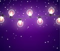 Christmas Lights vector illustration. Xmas colorful bright string with glowing bulb. Party celebration decoration design. Holiday