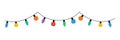 Christmas lights on a white background. Garlands with colored bulbs. Vector illustration. Happy New Year decoration Royalty Free Stock Photo