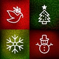 Christmas line art icons over vintage 80s background Royalty Free Stock Photo