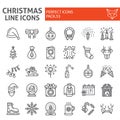 Christmas line icon set, holiday symbols collection, vector sketches, logo illustrations, new year signs linear Royalty Free Stock Photo