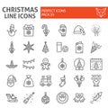 Christmas line icon set, holiday symbols collection, vector sketches, logo illustrations, new year signs linear Royalty Free Stock Photo