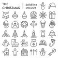 Christmas line icon set, holiday symbols collection, vector sketches, logo illustrations, winter signs linear pictograms Royalty Free Stock Photo