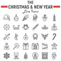 Christmas line icon set, new year signs Royalty Free Stock Photo