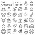 Christmas line icon set, xmas symbols collection, vector sketches, logo illustrations, winter signs linear pictograms Royalty Free Stock Photo