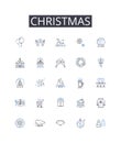 Christmas line icons collection. Yuletide, Noel, Holiday season, Festive season, December, Gift-giving, Merry-making