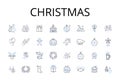 Christmas line icons collection. Yuletide, Noel, Holiday season, Festive season, December, Gift-giving, Merry-making