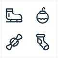 christmas line icons. linear set. quality vector line set such as christmas sock, candy, christmas ball