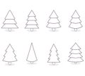 Christmas line tree collection for holiday design