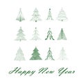 Christmas linear trees set Royalty Free Stock Photo