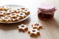 Christmas Linzer cookies on the table Royalty Free Stock Photo