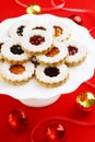 Christmas Linzer Torte Almond Cookies with Preserves Royalty Free Stock Photo