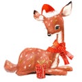 Little cartoon lovely fawn with present box