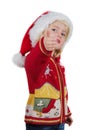 Christmas little girl with Santa hat Royalty Free Stock Photo