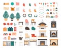 Christmas living room interior constructor set. Modern cozy and stylish Royalty Free Stock Photo