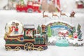 Christmas locomotive where Santa Claus is the driver. Festive Royalty Free Stock Photo