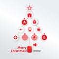 Christmas logistics card. Schematic christmas tree with PC mouse on white background. Flat icons Royalty Free Stock Photo