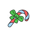 Christmas lollipop color line icon. Editable stroke