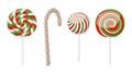 Christmas lollipops and candy cane with stripes Royalty Free Stock Photo