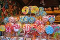 Christmas lollipops of different colors, flavors and shapes