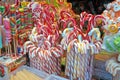 Christmas lollipops of different colors, flavors and shapes