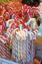 Christmas lollipops of different colors, flavors and shapes