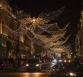 Christmas in London, England - angels in Regent Street at night. Royalty Free Stock Photo