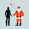 Christmas Lover. Man and Santa Claus. Love in New Year. Lovers