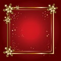 Christmas luxury gold frame New Year greeting card red paper background template Winter Holiday decoration Royalty Free Stock Photo