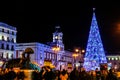 Christmas in Madrid. Christmas tree in Sol Square. Royalty Free Stock Photo