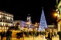 Christmas in Madrid. Christmas tree in Sol Square. Royalty Free Stock Photo