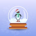 Christmas Magic Ball With Pinguin Wearing Santa Hat Inside