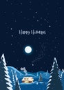 Christmas magic night landscape vector background Royalty Free Stock Photo