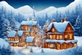 Christmas Magic, Vintage Winter Village, AI Generated