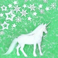 Christmas Magical Unicorn Decoration with Snowflakes and Stars Royalty Free Stock Photo