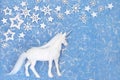 Christmas Magical Unicorn Ornament Background with Decorations