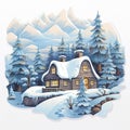 Christmas maiga charming winter scenery illustration.