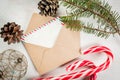 Christmas mail, envelopes with letters and decorations