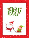 Christmas Major Joy Card with Santa Claus and Elf Royalty Free Stock Photo