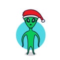 Christmas man alien in Santa hat Royalty Free Stock Photo